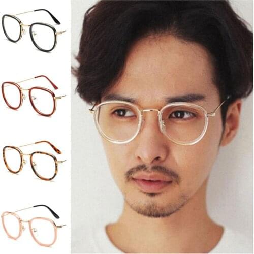 Fashion Glasses Unisex Retro Optical Eyeglasses Oval Eyewear Anti-UV Spectacles Simplicity Ornamental