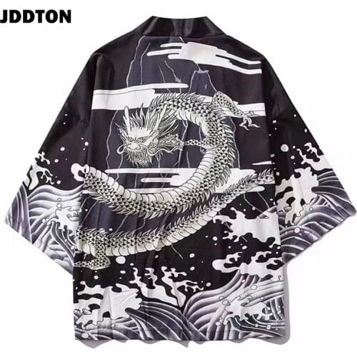 JDDTON Men Kimono Fashion Cardigan Jacket Traditional Japanese Yukata Thin Outerwear Haori Coat Loose Casual Male Overcoat JE016