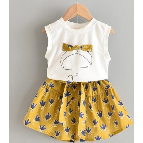 New Baby Girl Clothes Suit Summer Floral Sweet Girl Shirt Solid Color Shorts Suit 2 Pieces Casual Toddler Girl Clothes Suit