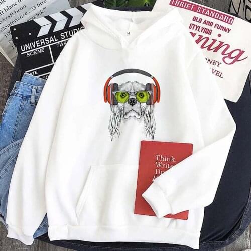 Casual Solid Hooded Hoodies Women Long Sleeve Plus Size Music-loving animals Sweatshirts Autumn Pullover Pure Fashion Sudaderas