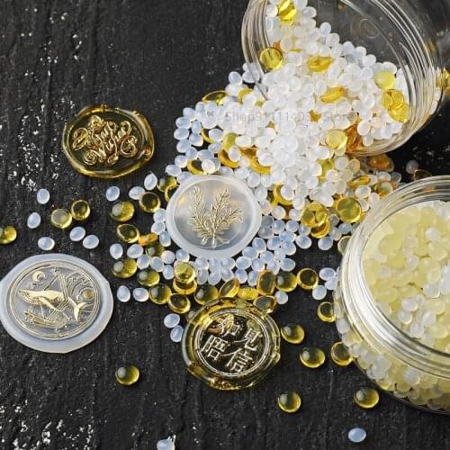 50g Transparent EVA Lacquer Wax Particles Amber Golden Sealing Wax Beads Wax Seal Stamp Beaded DIY Sealing Wax Card Making Tools