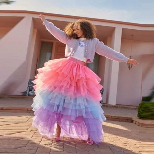 Gradient Puffy Skirt Tiered Colorful Birthday Skirt Multilayer Lush Women Skirt For Women Pretty Tulle Skirts For Photo Shoot