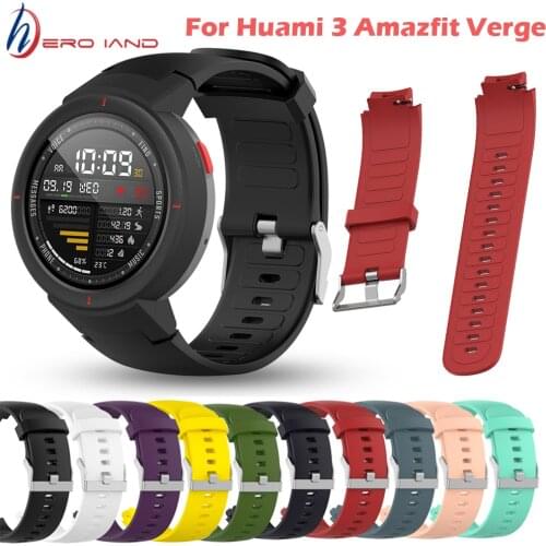 Silicone Watchband for Xiaomi Huami 3 Amazfit verge Replacement Watch band Case Cover for AMAZFIT VERGE3 Wrist Bracelet Straps