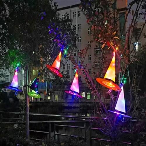 Halloween Decoration Witch Hat LED Lights Halloween Witch Hat For Kids Party Decor Supplies Outdoor Tree Hanging Ornament