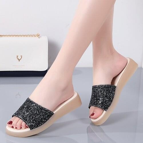 PUPUDA Women Slippers Summer Comfotable Outdoor Platform Slippers Women 2021 New Beach Shoes Women Wedges Slippers