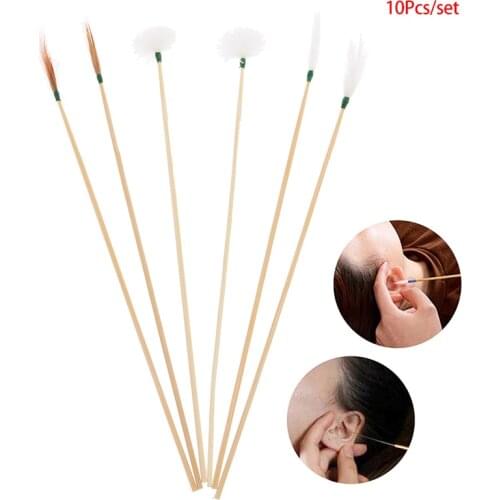 10PCS/Set Goose Feather Earpick Wax Remover Curette Adult Bamboo Handle Ear Dig Tools Spoon Cleaner Stick Health Care