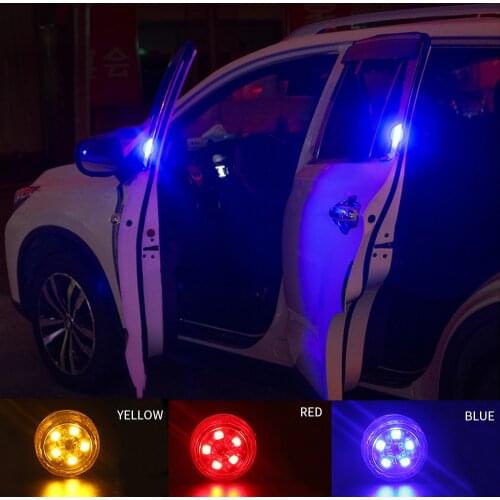 2PCS Wireless Magnetic Car Door Opening Warning Light 5 LED Strobe Flashing Anti Rear-end Collision Safety Lamps Indicator Light