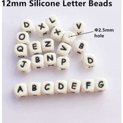 Chenkai 20PCS 12mm BAP Free Food Grade DIY Silicone Letter Teether Beads Baby Pacifier Charm Jewelry Toy Alphabet Beads