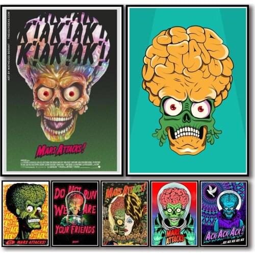 25 Designs Mars Attacks! Whitepaper Poster Art Painting Funny Wall Sticker for Coffee House Bar