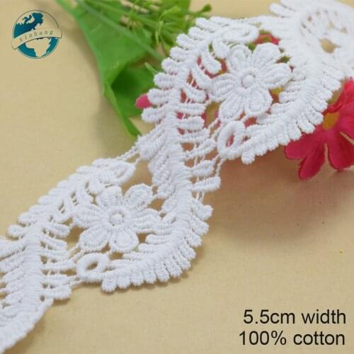 5yards 5.5cm white lace cotton embroidery lace french lace ribbon fabric guipure diy trims warp knitting sewing Accessories#3688