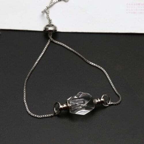 Crystal Perfume Bottle Pendant Bracelet Women Aromatherapy Anxiety Essential Oil Diffuser Bracelet Adjustable Jewelry