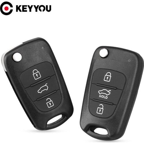 KEYYOU 40pcs 3 Buttons Remote Fob For Kia Sportage Picanto 3 Rio K2 K5 For Hyundai Solaris Replacement Car Flip Key Shell Blank