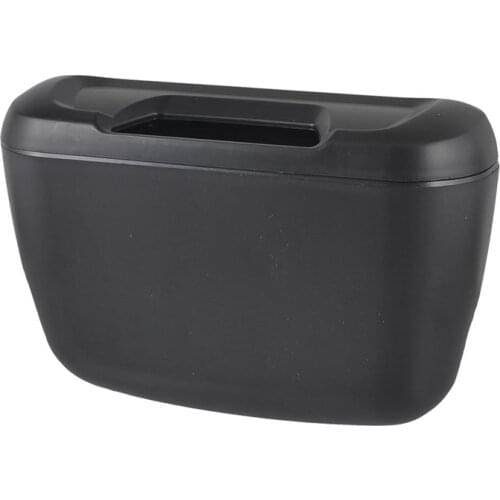 Black Plastic Vehicle Auto Goods Car Trash Bin Garbage Box w Hook