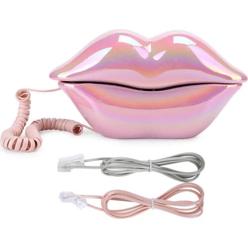 Electroplating Pink Funny Lip Telephone WX 3016 Fashionable Number Storage Function home phone Electroplating Lip Telephone