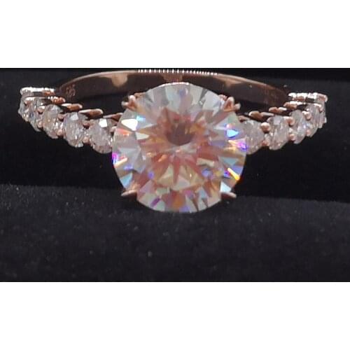 18K Au750 Yellow Gold Women Wedding Party Engagement Ring 1 2 3 4 5 Carat Round Moissanite Diamond Ring Trendy Cute Classic