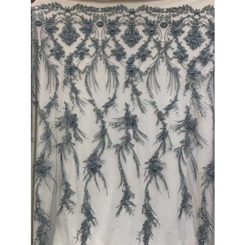Nigerian french lace fabric with beads L-988817 Embroidered lace fabric for party dress