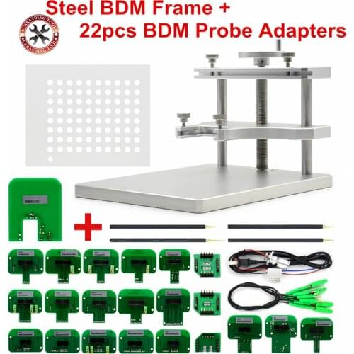 Best Quality Metal LED BDM FRAME Stalinless Steel With 4 Probe Pens 22pcs BDM Adapters For K-T-A-G/F-gtech ECU Chip Tuning Tool