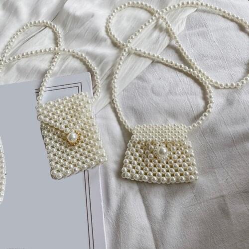 Mini Pearl Bag Handmade Vintage Beaded Fashion Banquet Party Shoulder Bag Female Wedding Bags Luxury Womens Coin Purse