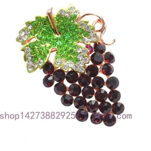 Fashion Crystal Elegant Pin Purple Color Grape Women Gift Garment Wedding Accessories Jewelry Brooch Rhinestone Rhodium Plated