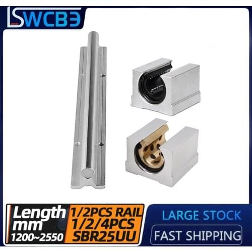 Open box type linear guide slider, SBR25 rail + SBR25UU Slider / copper sleeve L=1200-2550mm，Woodworking track
