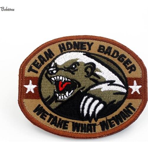 Brown Bear Team honor Patches 3D with Hook & Loop Badges logo Embroidered Stickers For Bags Clothing Decoration