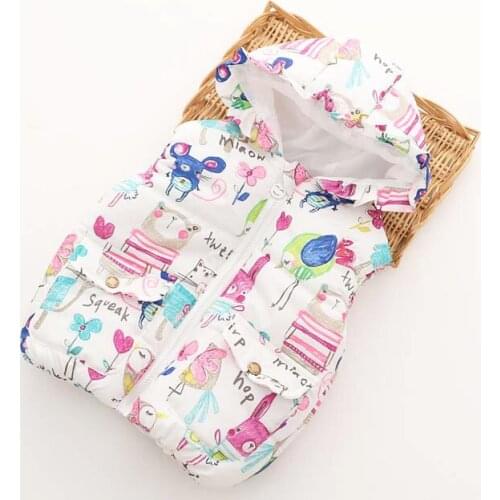 2017 Spring and Autumn New Foreign Trade Childrens Clothing Child Girls Graffiti Printed Cardigan Hooded Wind Vest