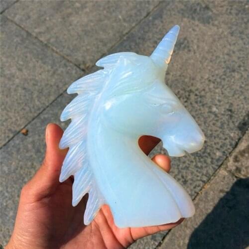 New arrivals drop shipping Natural opal Crystal unicorn reiki healing hand carved crystal unicorn home decoration