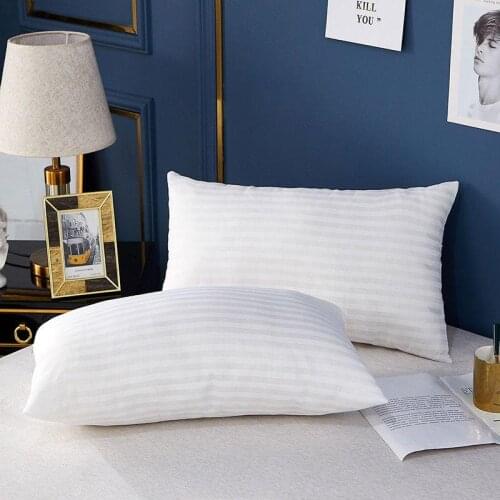 Pure Color Stripes European and American Sleeping Pillow, Soft and High Elastic Bed Head Pillow for Family at Home