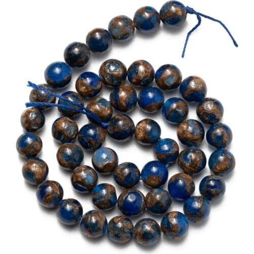Wholesale Blue Cloisonne Natural Stone Beads 4 6 8 10 12mm Round Loose Beads Needlework DIY Necklace Bracelet