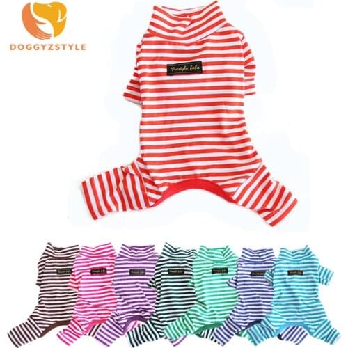Autumn Winter Pet Dog Jumpsuit Pets Sleepwear Pajama Stripe Coat Cotton Perro Clothes Overall Teddy Yourkie Outfit DOGGYZSTYLE