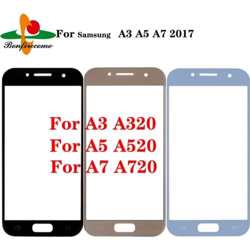 10Pcs\lot For Samsung Galaxy A3 A5 A7 2017 A320 A520 A720 Touch Outer Glass LCD Front Touch Screen Glass Sensor Replacement