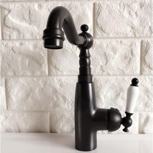 Swivel Spout Water Tap Oil Rubbed Black Bronze Single Handle Single Hole Kitchen Sink & Bathroom Faucet Basin Mixer Tap anf373