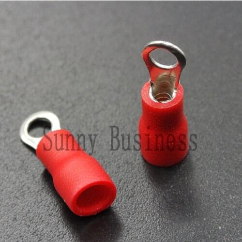 RV1.25-4 1000PCS 22-18 AWG #8 Red Insulated ring Terminals Electrical Crimp Connector