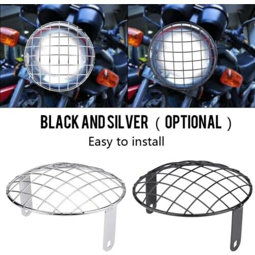 Motorcycle 7" Headlight Mesh Grill Side Mount Cover Mask for Cafe Racer Headlight Grille Covers Universal