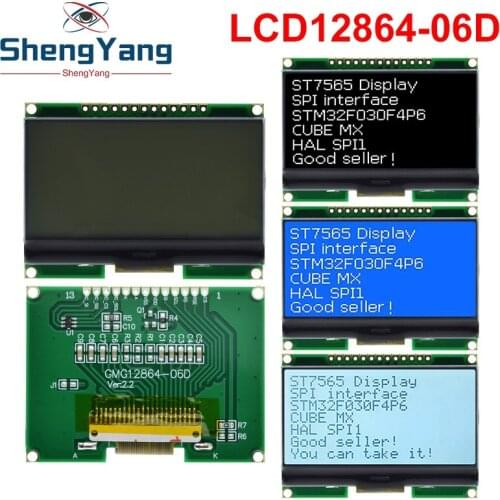 ShengYang 1pcs Lcd12864 12864-06D, 12864, LCD module, COG, with Chinese font, dot matrix screen, SPI interface