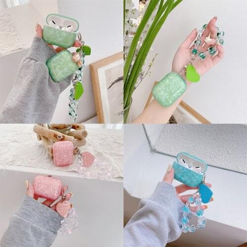 Colorful Shell Pattern Heart Pendant For AirPods 2 Headphone Case Silicone Wireless Bluetooth Earphone Charging Box Cover