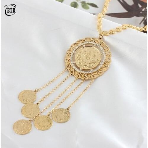 Turkish Totem Exquisite Crystal Dream Catcher Pendant Necklace 18K Gold Coin Necklace for Women Jewelry Gift Wholesale