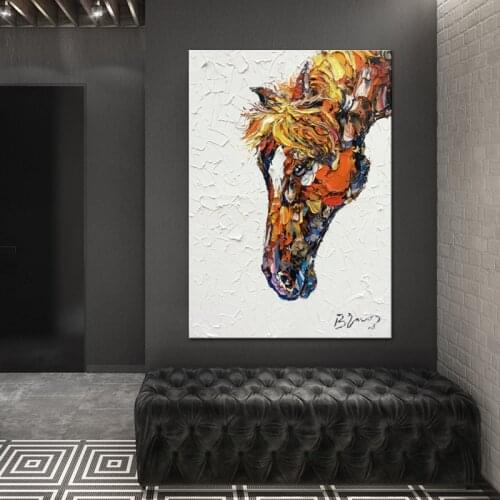 Creative Abstract Color Poster Horse Decorative Oil Painting Horse Wall Art Canvas Painting Printed Home Decor