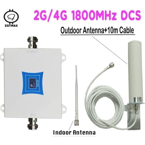 ZQTMAX LTE 1800 2g 4g Cellular Signal Amplifier gsm Cell Phone Signal Repeater DCS 1800MHz Signal Booster 12dBi + Antenna