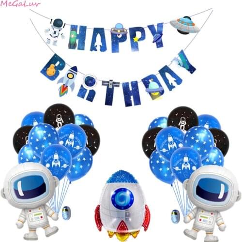 Universe Outer Space Astronaut Balloon Kids Birthday Party Favors Happy Birthday Helium Ballon Baby Shower Decorations Globos
