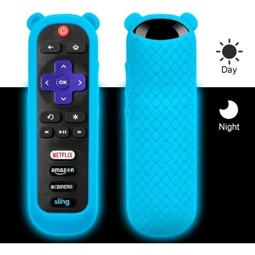 Protective case for TCL Roku TV steaming remote stick 3600R Silicone cover with Panda Ears Shockproof Remote Controller Skin