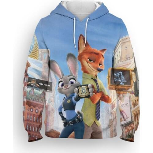 Womens Sweatshirt Fashion Cartoon Anime Zootopia 3D Printed Mens Hoodies Oversized Loose Harajuku Children Pullovers