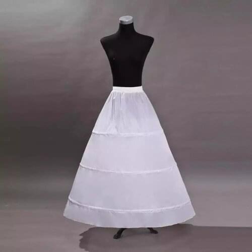 A Line Womens Underskirt 3 Hoops Long White Wedding Petticoats Floor Length Crinoline