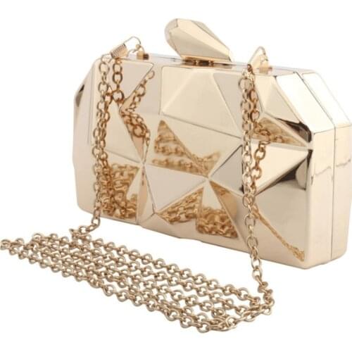 2021 New Gold Metal Women Evening Bag Fashion Party Banquet Bag for Ladies Handbags Wedding Clutches Shoulder Bags Clutch Purse