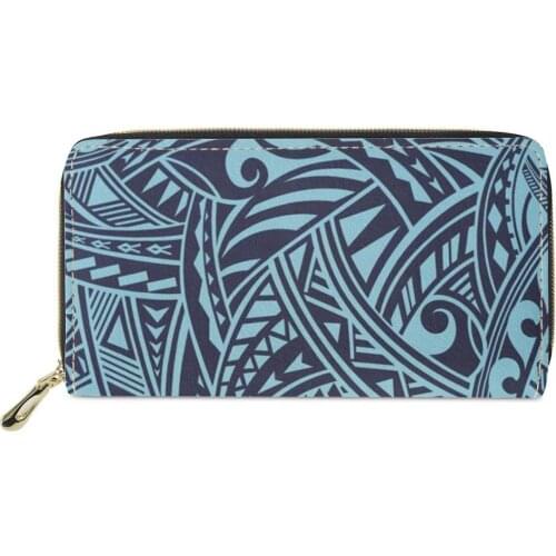 Women Wallets Polynesian tribal style Print custom Brand Designer Leather Wallet Casual Money Bag purses canta Business bag