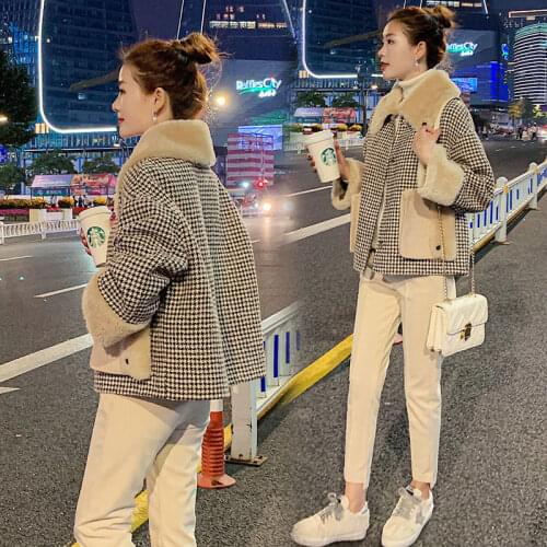 Woolen coat womens fall / winter 2020 new Korean loose and versatile small short heavy plaid coat