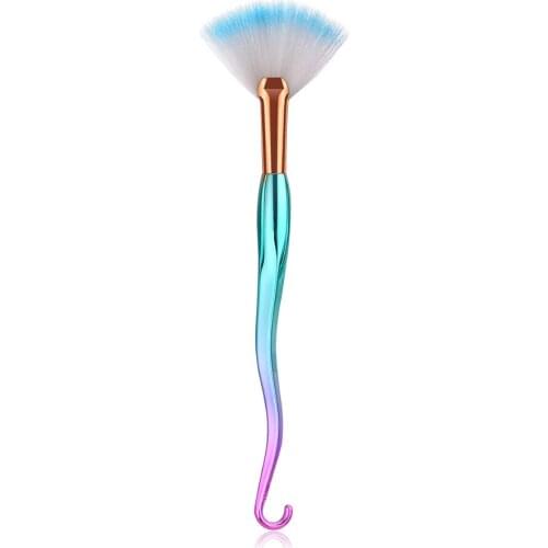 1Pcs Fish Tail Large Fan Brush Cleaner Makeup Brushes Cosmetics Face Rainbow Amazing Hair Make Up Brush Cute