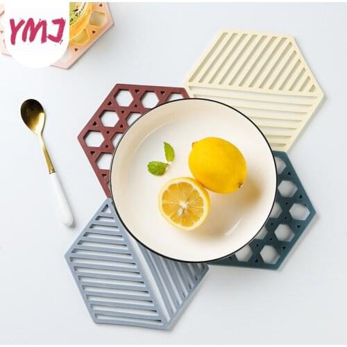 1Pc Silicone Bowl Drink Coffee Cup Pad Hexagon Mats Coasters Placemat Anti-hot Pad Non-slip Dining Table Mat Kitchen Accessories