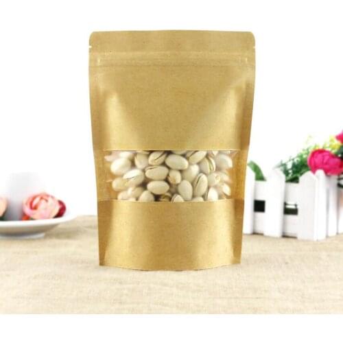 10*15cm,100pcs X stand up Kraft paper compound bag with Matte window - Resealable paper ziplock bags valve coffee bean bags