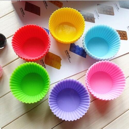 12pcs/Set Silicone Cake Mold Cupcake Baking Molds Round Shaped Muffin Kitchen Cooking Bakeware Maker DIY Cake Decorating Tools